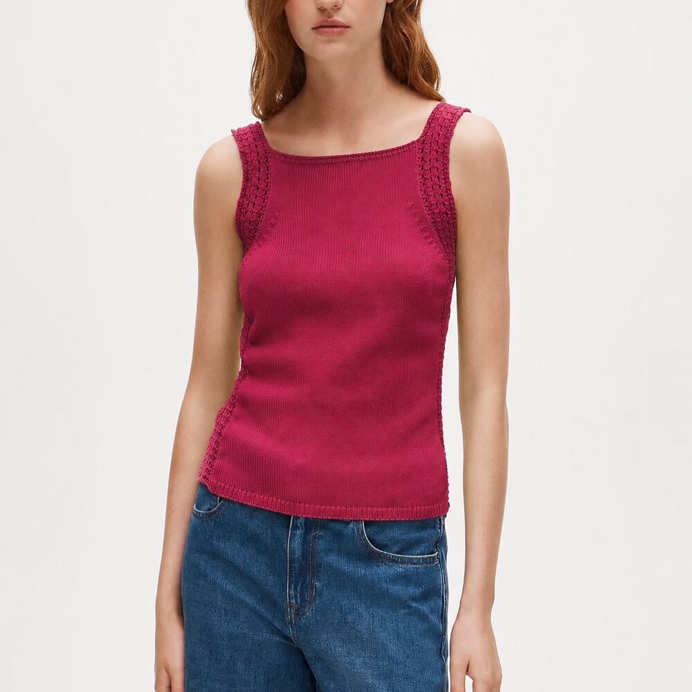 J.Crew Crochet Sweater Tank Crushed Crimson Size Small NWT